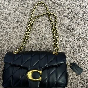Coach Black Quilted Leather Shoulder Bag with Gold Hardware
